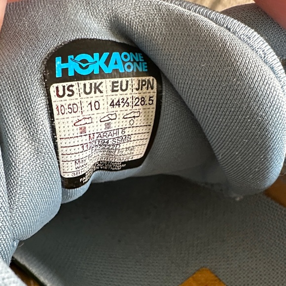 Hoka Pale Blue Running Shoes with Yellow and Red Accents - Picture 11 of 16